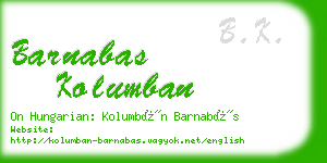 barnabas kolumban business card